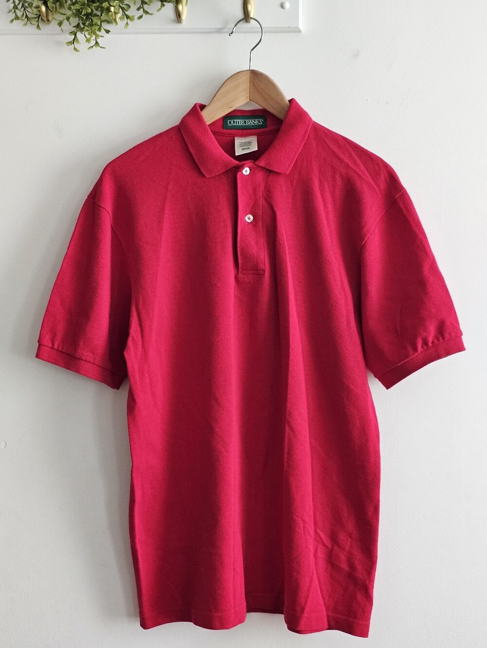 Outer Banks USA Made Polo Shirt Men's Medium Red 100% Combed Cotton Preppy Golf